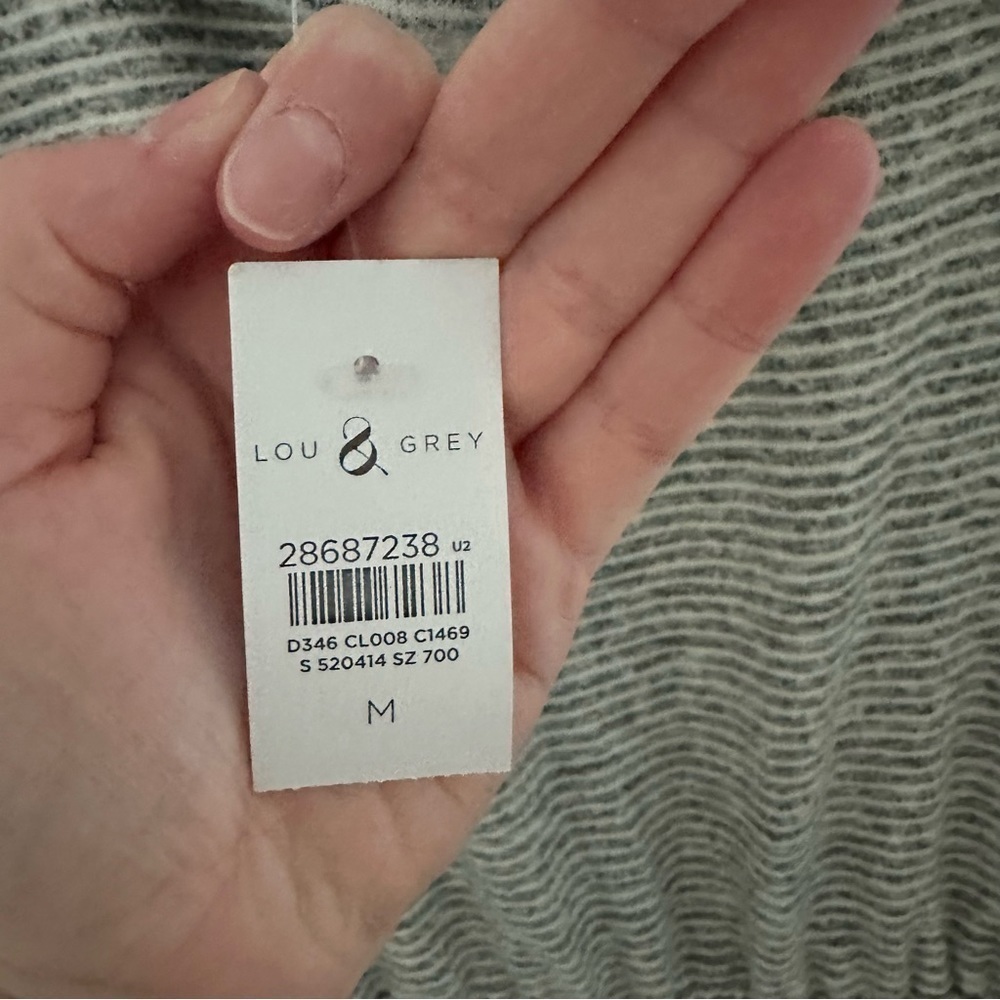 LOFT Lou & Grey Cowl Neck Drawstring Waist Long Sleeve Dress SZ M in Grey - Picture 5 of 9